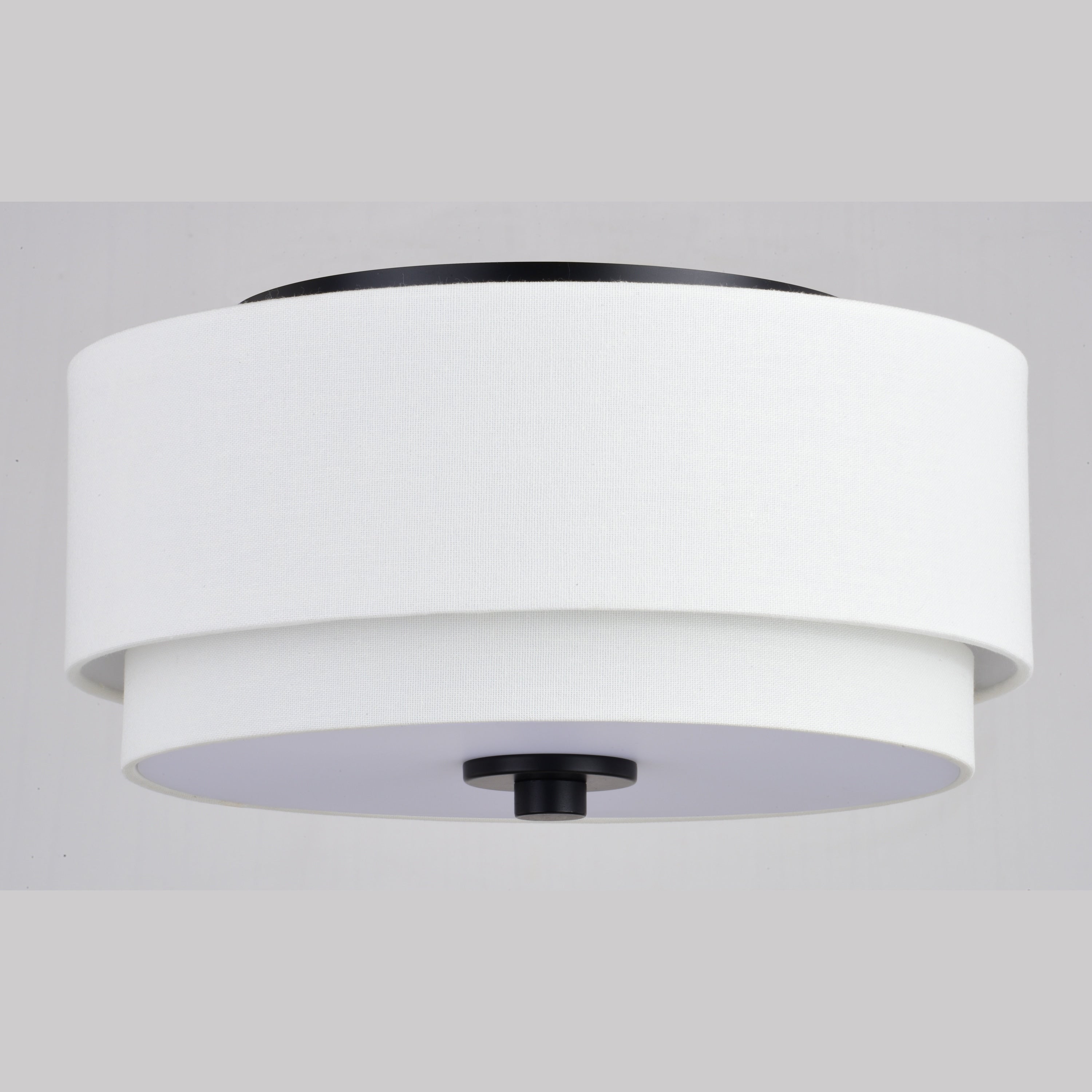 Plafonnier moderne Burnaby du milieu du siècle avec abat-jour tambour en lin blanc