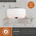 Plafonnier moderne Burnaby du milieu du siècle avec abat-jour tambour en lin blanc