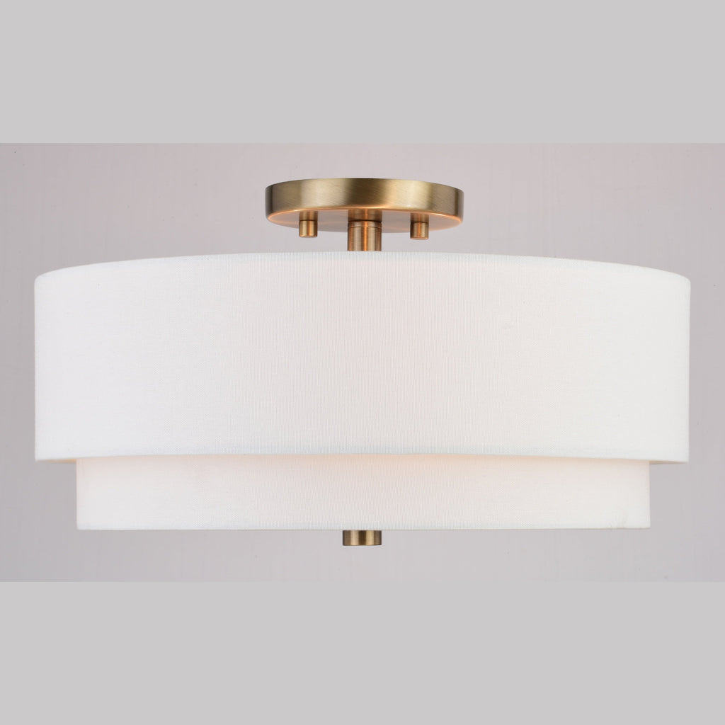 Plafonnier moderne Burnaby du milieu du siècle avec abat-jour tambour en lin blanc