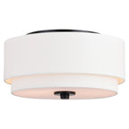 Plafonnier moderne Burnaby du milieu du siècle avec abat-jour tambour en lin blanc