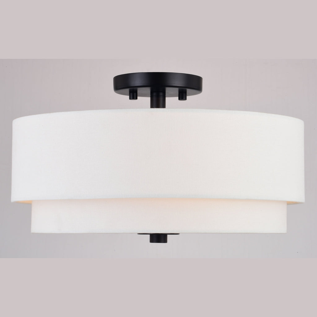 Plafonnier moderne Burnaby du milieu du siècle avec abat-jour tambour en lin blanc