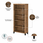 Bibliothèque haute à 5 étagères réglables Somerset de Bush Furniture