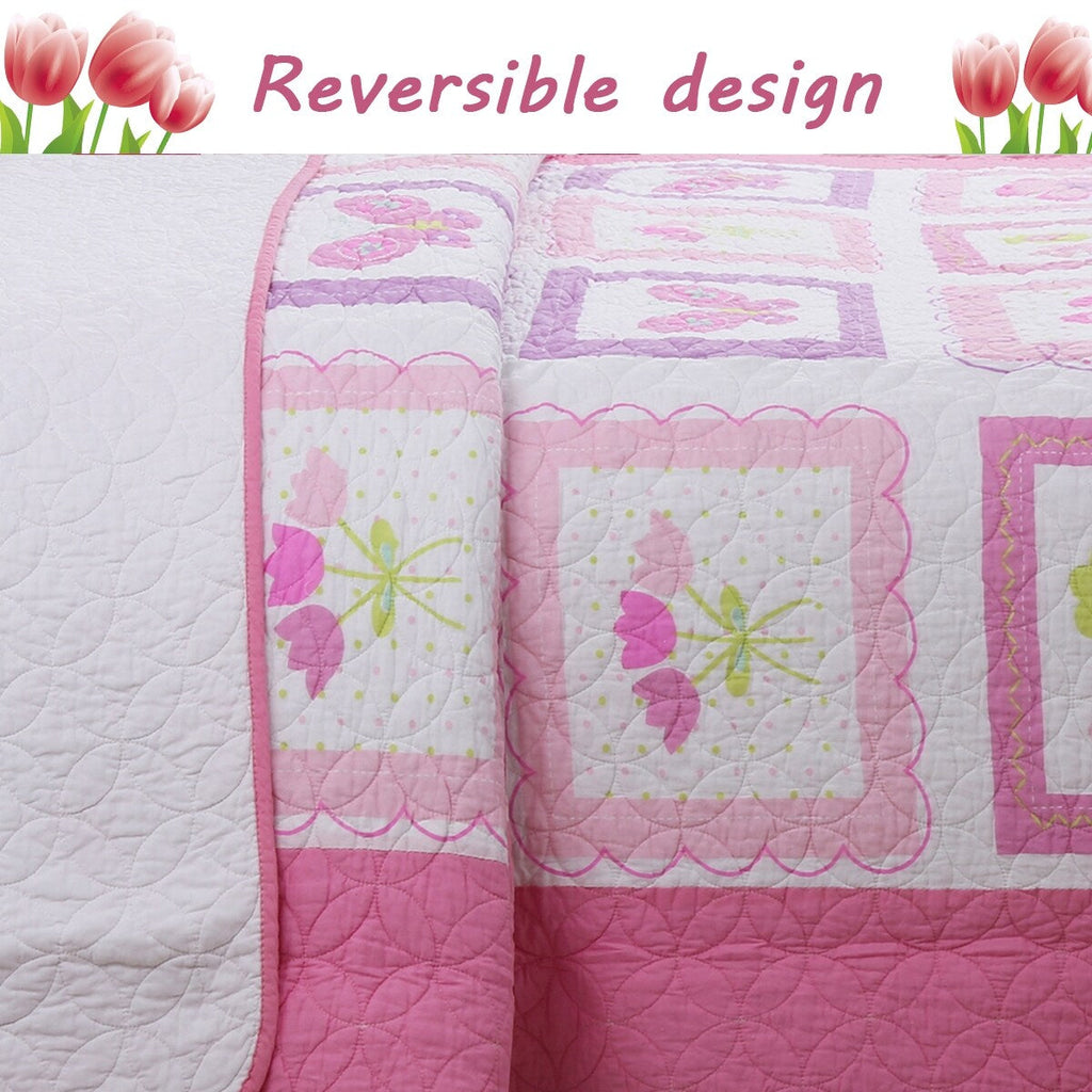 Parure de lit avec couette et motif papillon et fleurs roses