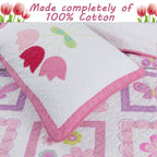 Parure de lit avec couette et motif papillon et fleurs roses