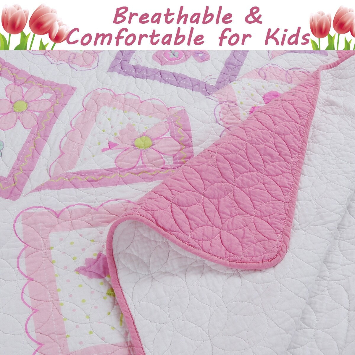 Parure de lit avec couette et motif papillon et fleurs roses
