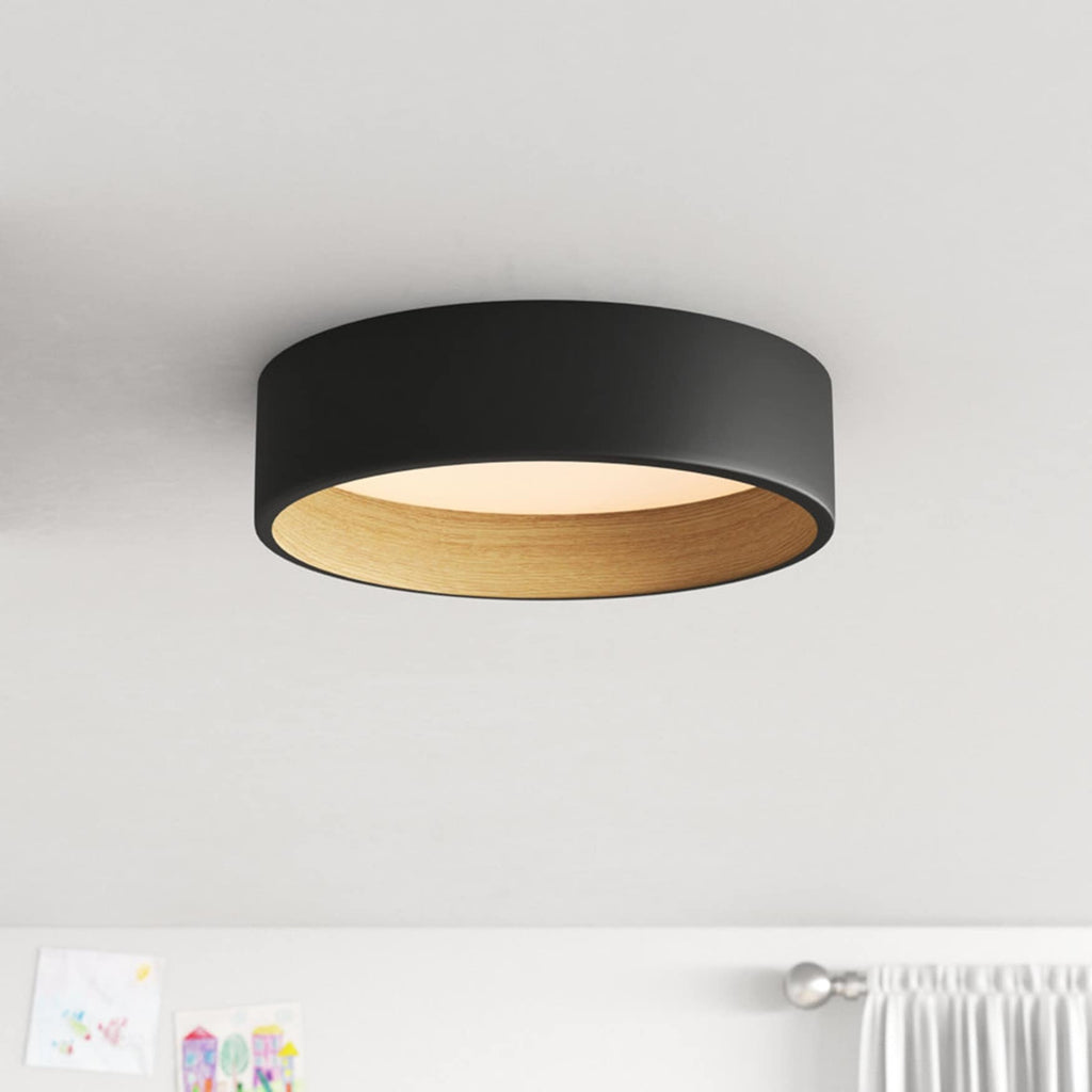 Plafonnier encastré à LED intégré C Cattleya noir et bois 3CCT