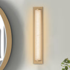 C Cattleya 28 Barre lumineuse LED intégrée pour meuble-lavabo de salle de bain en or brossé avec verre sablé transparent