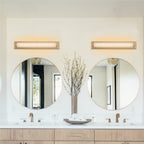 C Cattleya 28 Barre lumineuse LED intégrée pour meuble-lavabo de salle de bain en or brossé avec verre sablé transparent