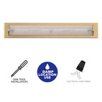 C Cattleya 28 Barre lumineuse LED intégrée pour meuble-lavabo de salle de bain en or brossé avec verre sablé transparent