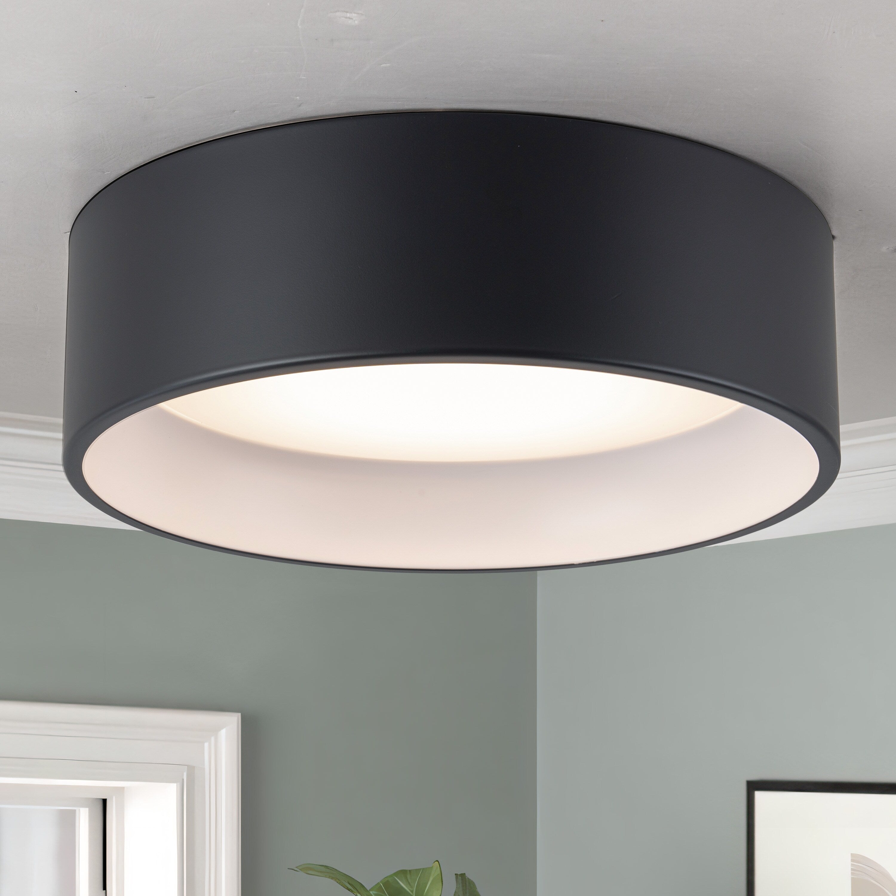 Plafonnier encastré à LED intégré C Cattleya noir et bois 3CCT