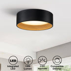 Plafonnier encastré à LED intégré C Cattleya noir et bois 3CCT