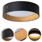 Plafonnier encastré à LED intégré C Cattleya noir et bois 3CCT