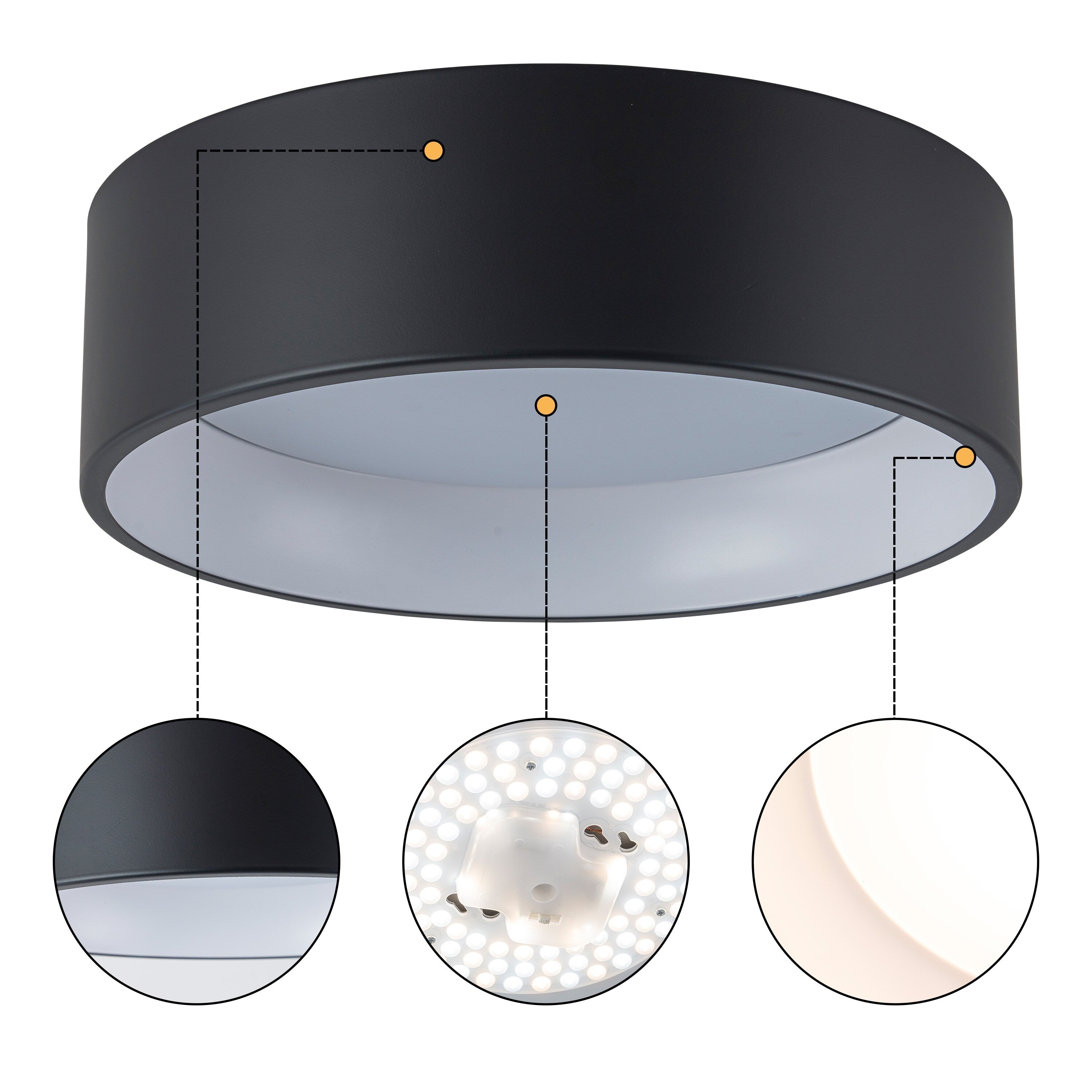 Plafonnier encastré à LED intégré C Cattleya noir et bois 3CCT