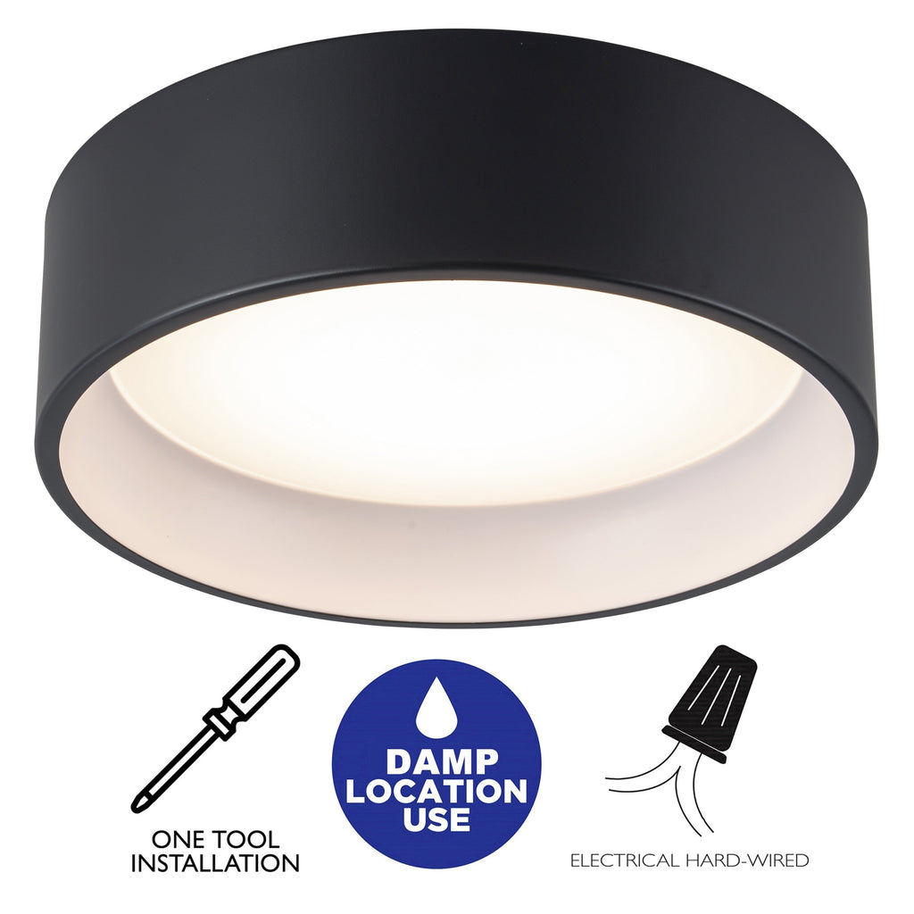 Plafonnier encastré à LED intégré C Cattleya noir et bois 3CCT