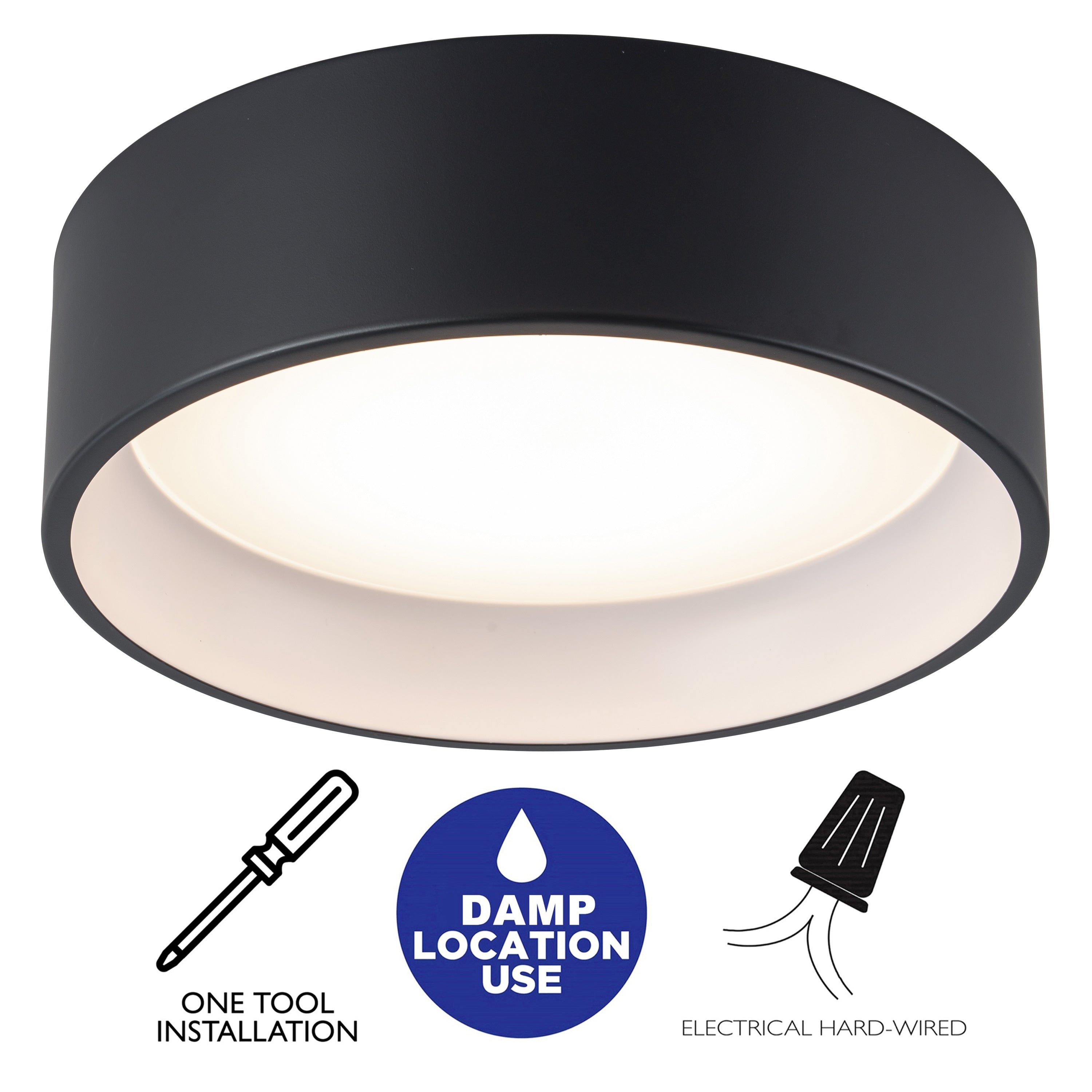 Plafonnier encastré à LED intégré C Cattleya noir et bois 3CCT