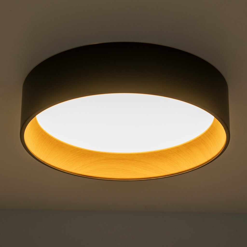 Plafonnier encastré à LED intégré C Cattleya noir et bois 3CCT