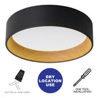 Plafonnier encastré à LED intégré C Cattleya noir et bois 3CCT