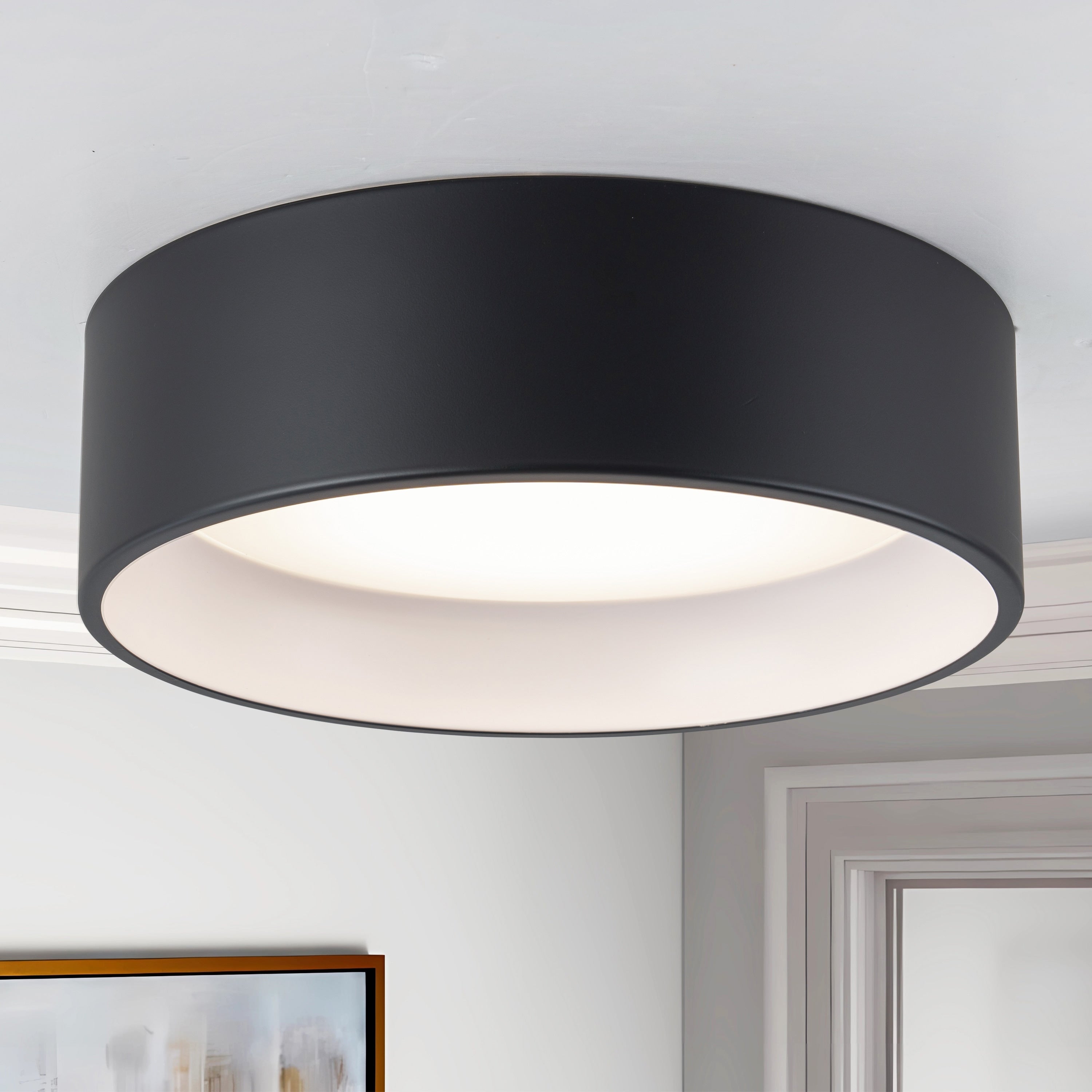 Plafonnier encastré à LED intégré C Cattleya noir et bois 3CCT