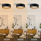 Plafonnier encastré à LED intégré C Cattleya noir et bois 3CCT