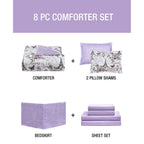 Parure de lit réversible en microfibre douce CEDAR COURT Paris Floral Lilas