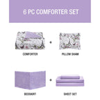 Parure de lit réversible en microfibre douce CEDAR COURT Paris Floral Lilas