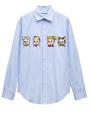 Chemise à larges rayures bleues