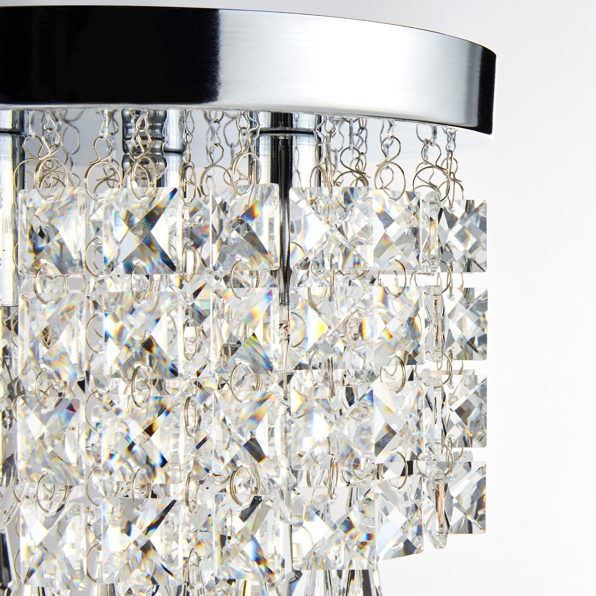 Lustre miniature en cristal CO-Z à 3 lumières avec cristaux en forme de goutte de pluie