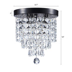 Lustre miniature en cristal CO-Z à 3 lumières avec cristaux en forme de goutte de pluie
