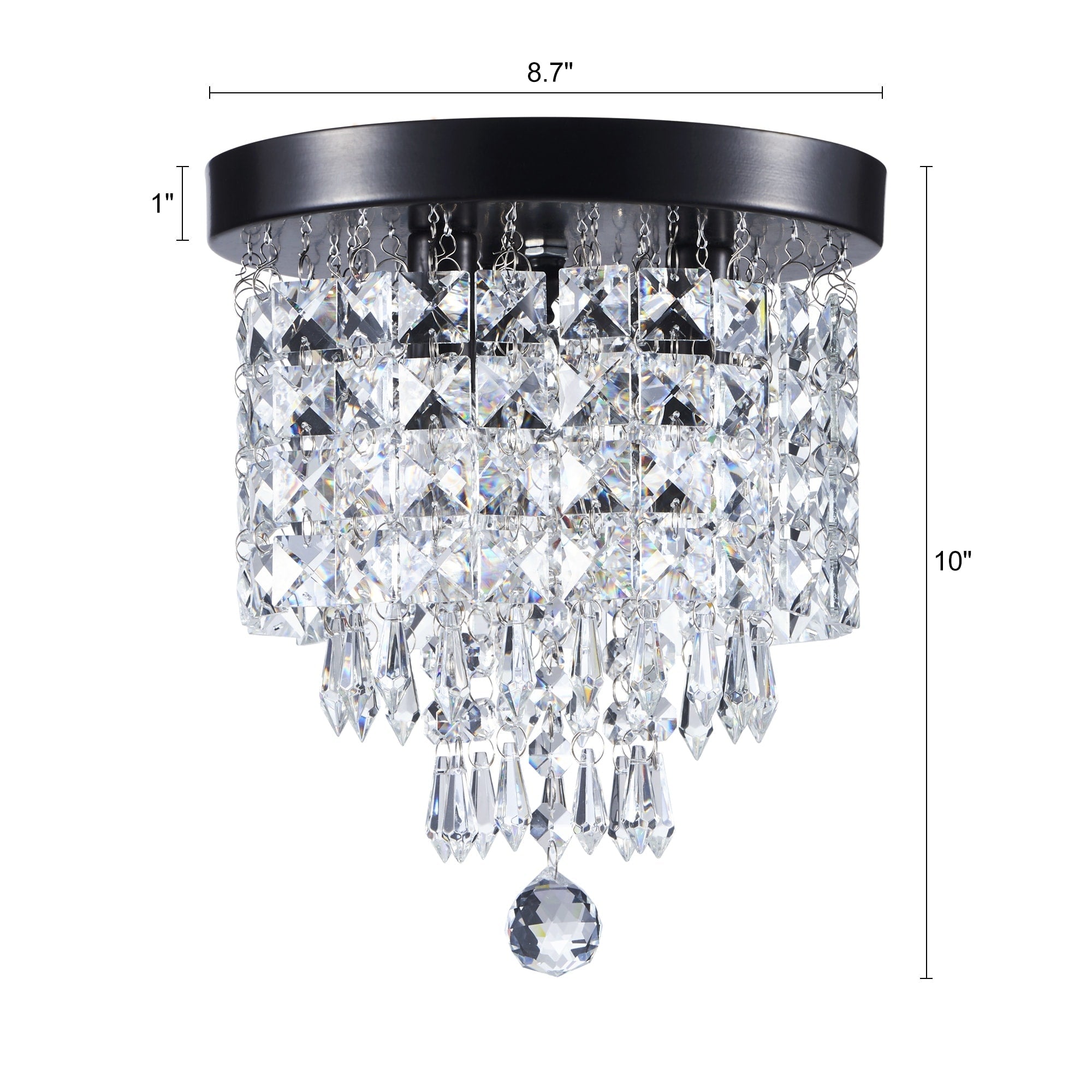 Lustre miniature en cristal CO-Z à 3 lumières avec cristaux en forme de goutte de pluie