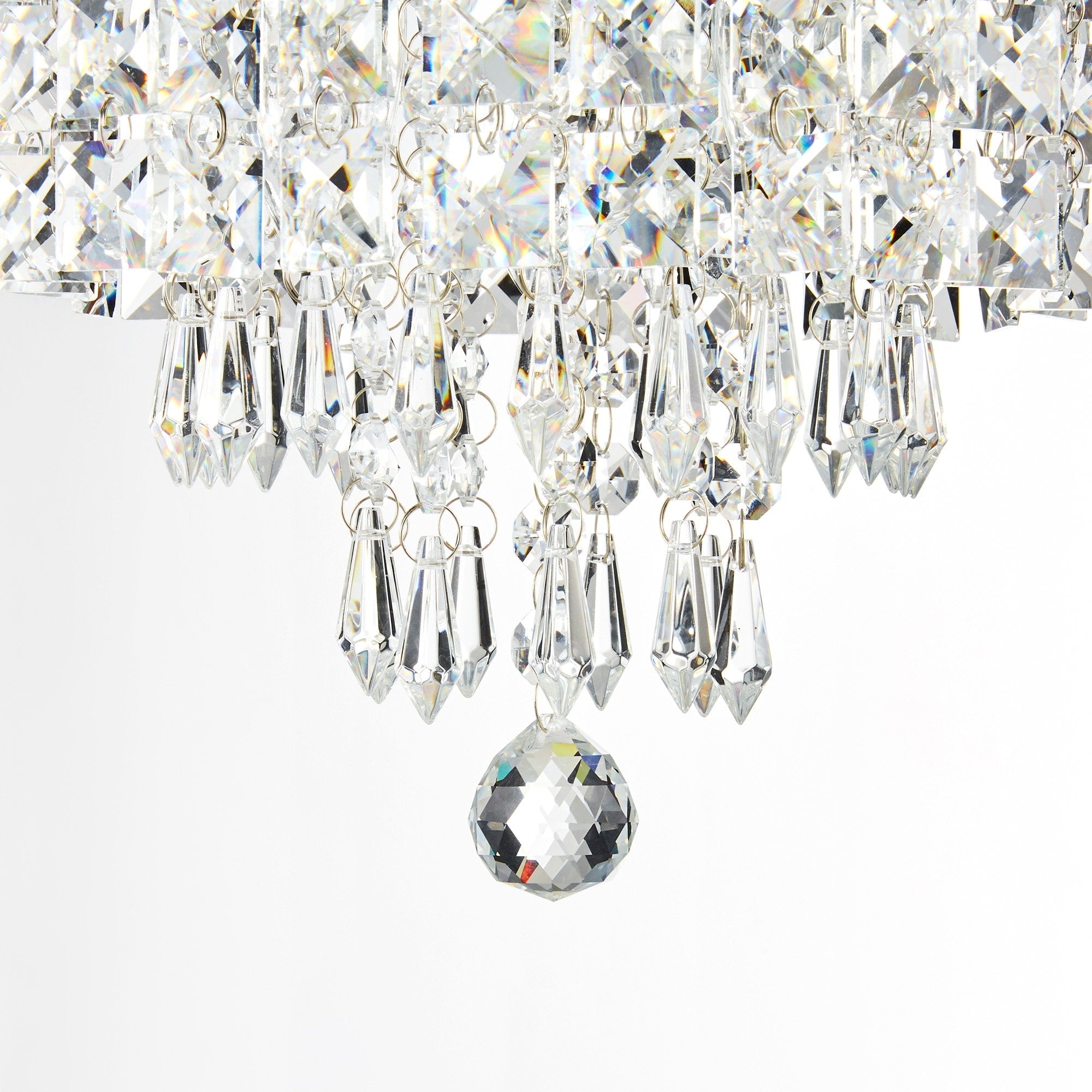 Lustre miniature en cristal CO-Z à 3 lumières avec cristaux en forme de goutte de pluie