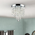 Lustre miniature en cristal CO-Z à 3 lumières avec cristaux en forme de goutte de pluie