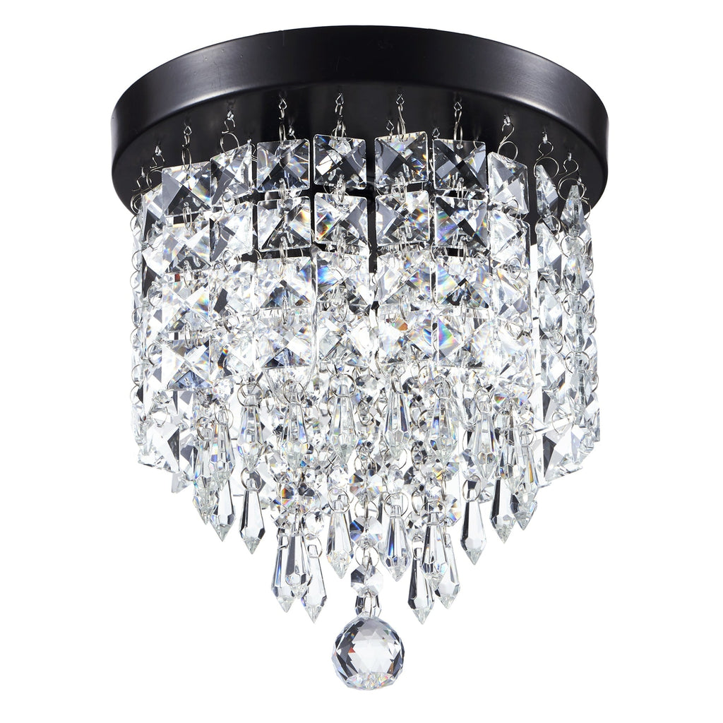 Lustre miniature en cristal CO-Z à 3 lumières avec cristaux en forme de goutte de pluie