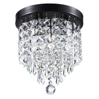Lustre miniature en cristal CO-Z à 3 lumières avec cristaux en forme de goutte de pluie