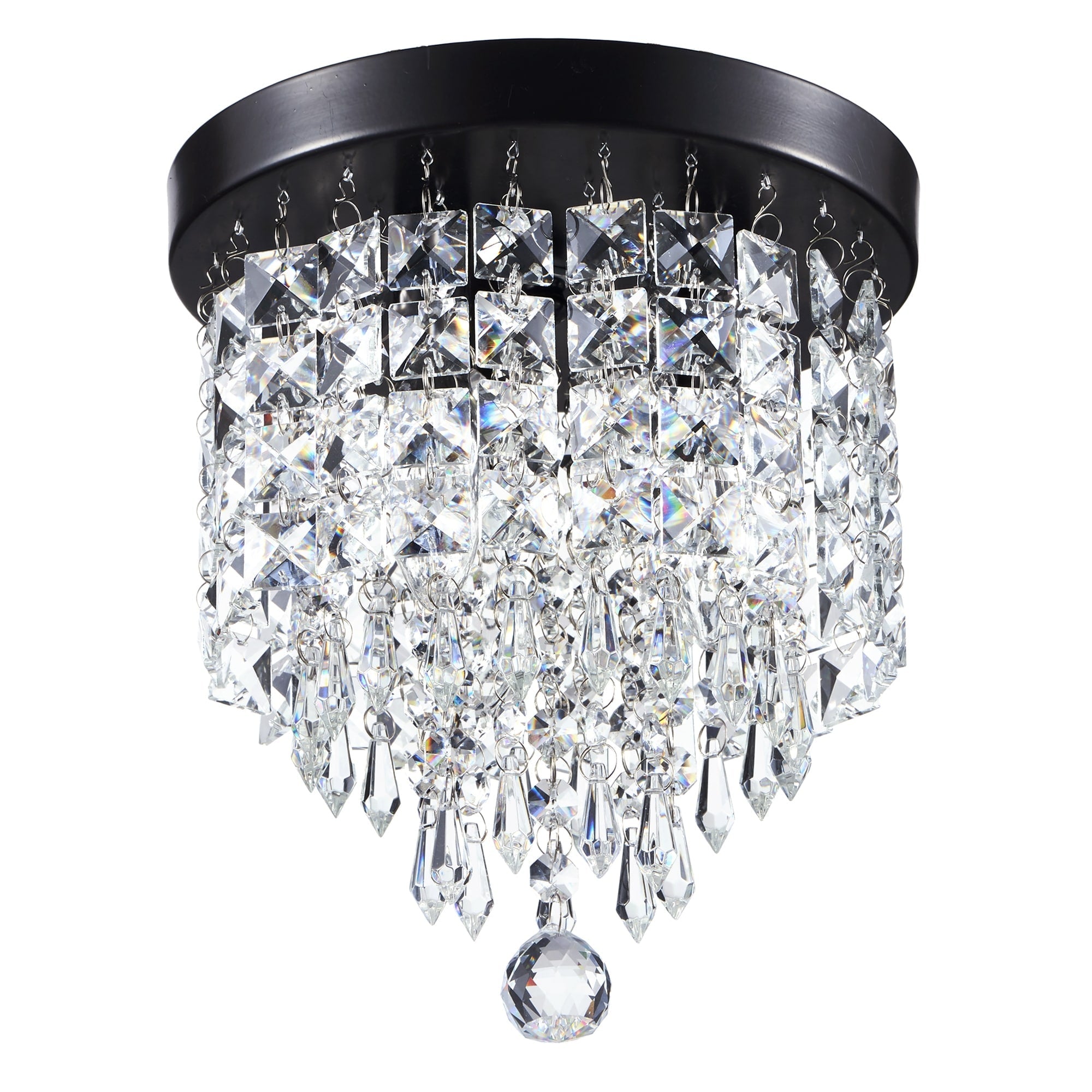 Lustre miniature en cristal CO-Z à 3 lumières avec cristaux en forme de goutte de pluie