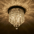 Lustre miniature en cristal CO-Z à 3 lumières avec cristaux en forme de goutte de pluie