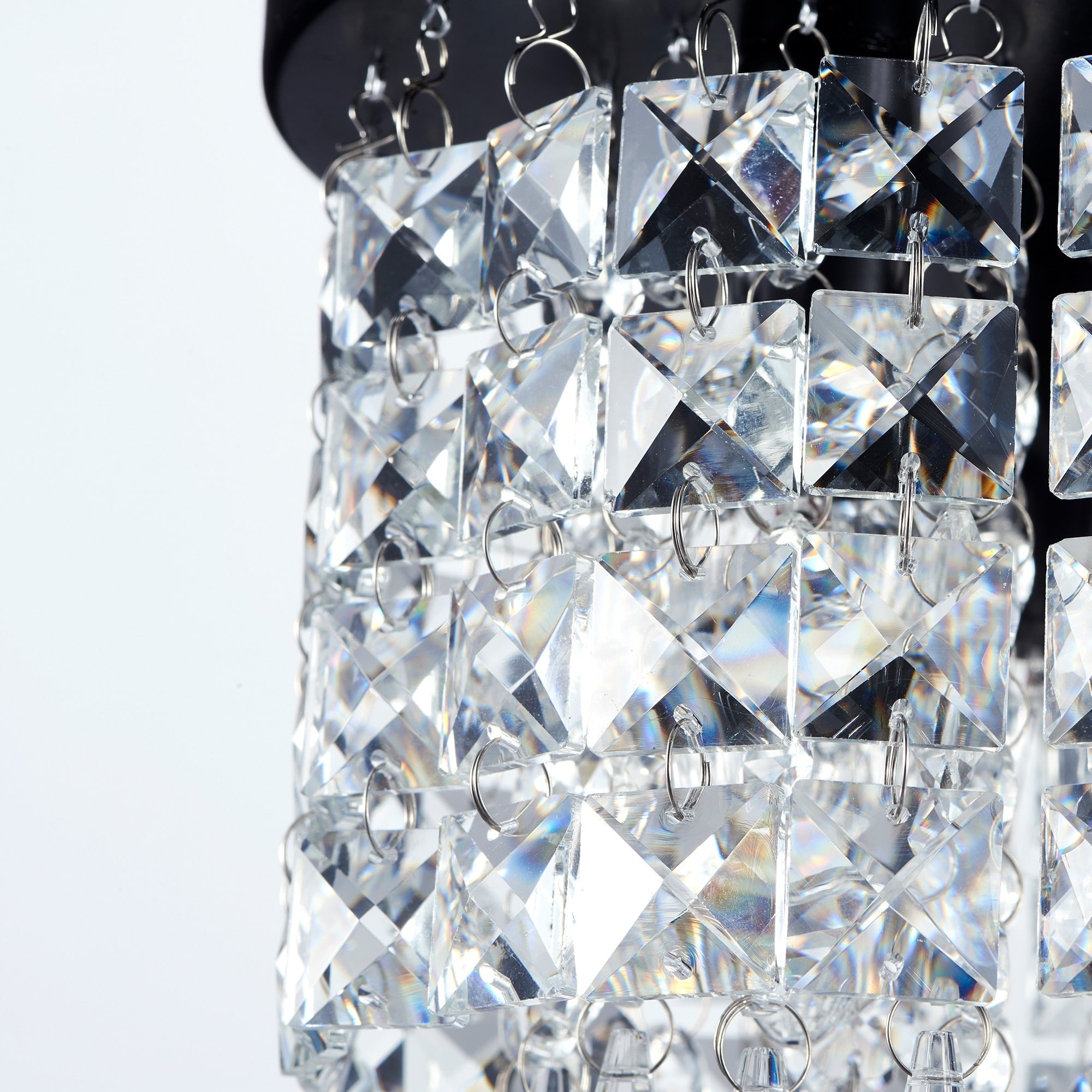 Lustre miniature en cristal CO-Z à 3 lumières avec cristaux en forme de goutte de pluie