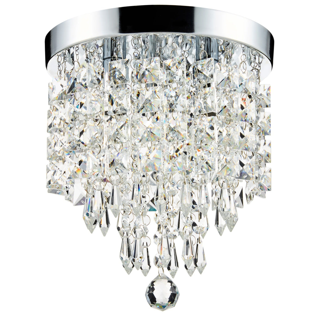 Lustre miniature en cristal CO-Z à 3 lumières avec cristaux en forme de goutte de pluie