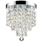 Lustre miniature en cristal CO-Z à 3 lumières avec cristaux en forme de goutte de pluie