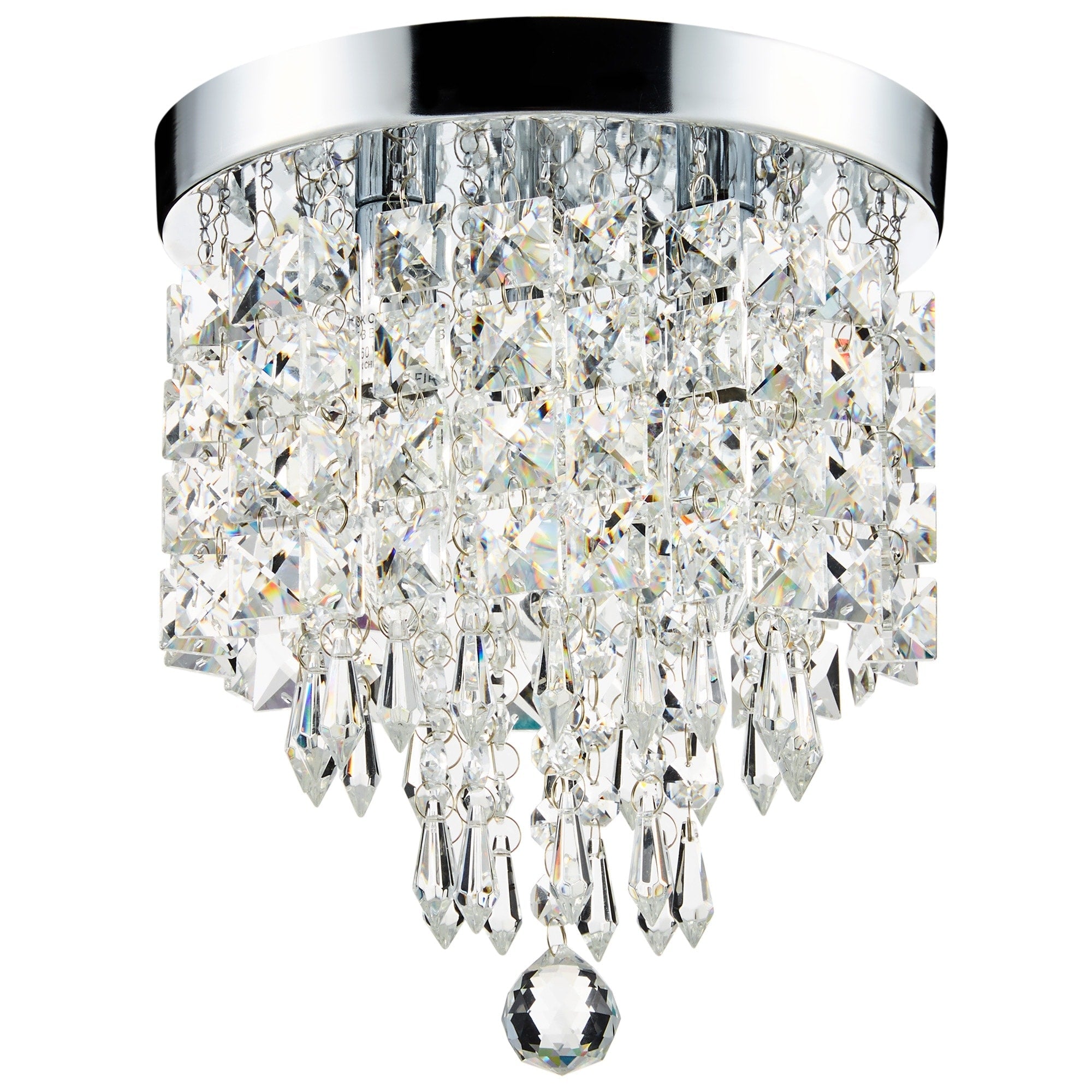 Lustre miniature en cristal CO-Z à 3 lumières avec cristaux en forme de goutte de pluie