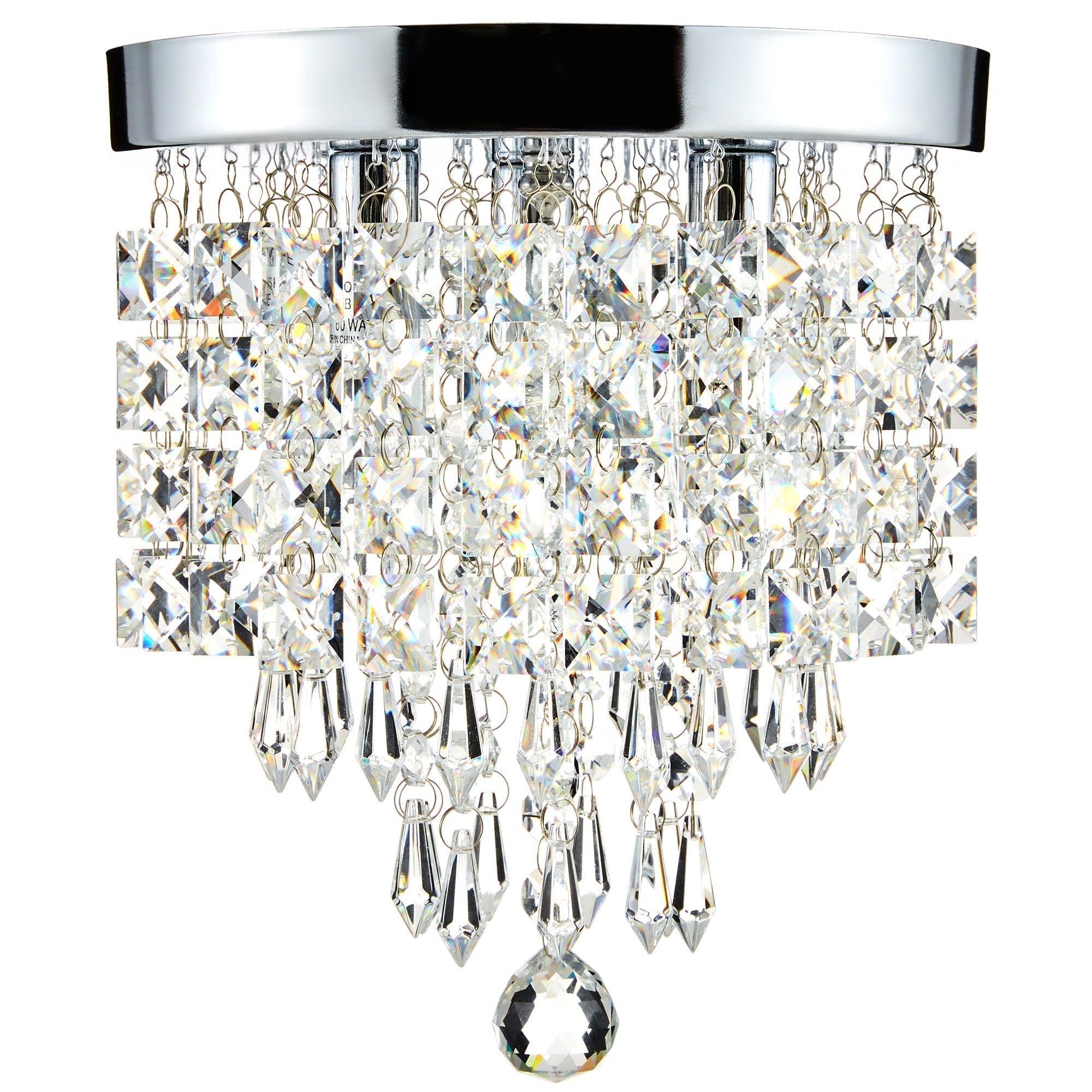 Lustre miniature en cristal CO-Z à 3 lumières avec cristaux en forme de goutte de pluie