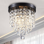 Lustre miniature en cristal CO-Z à 3 lumières avec cristaux en forme de goutte de pluie