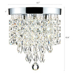Lustre miniature en cristal CO-Z à 3 lumières avec cristaux en forme de goutte de pluie