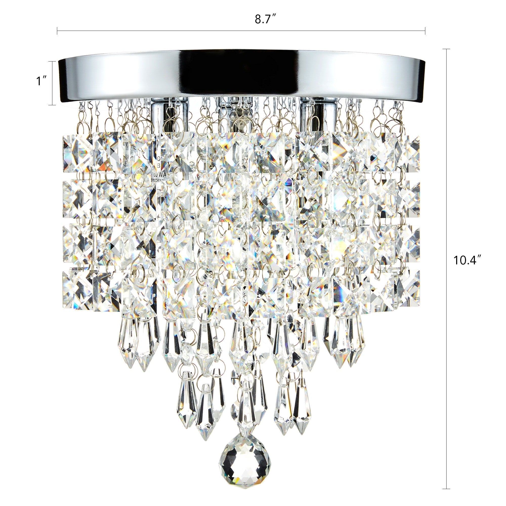 Lustre miniature en cristal CO-Z à 3 lumières avec cristaux en forme de goutte de pluie