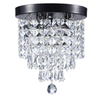 Lustre miniature en cristal CO-Z à 3 lumières avec cristaux en forme de goutte de pluie