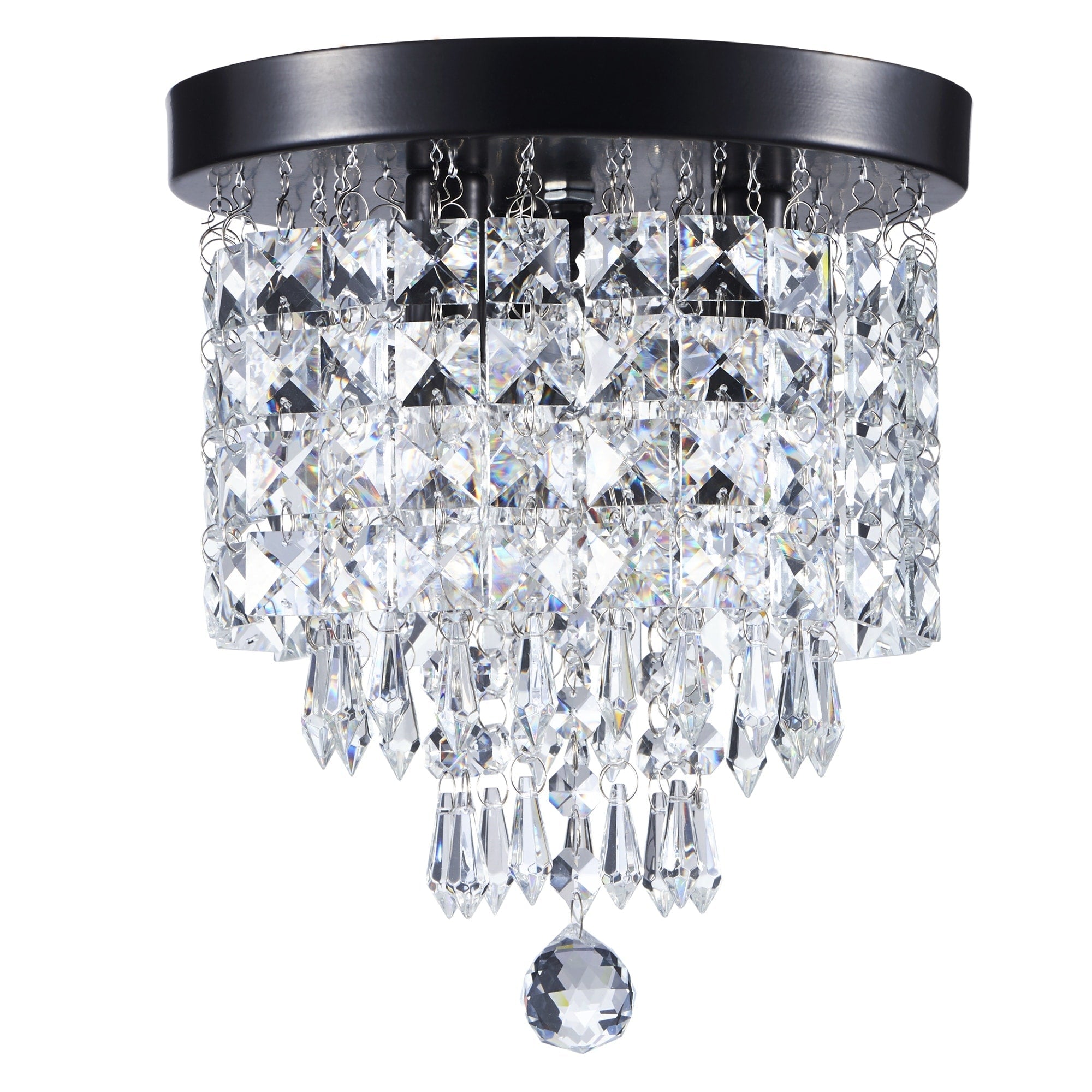 Lustre miniature en cristal CO-Z à 3 lumières avec cristaux en forme de goutte de pluie