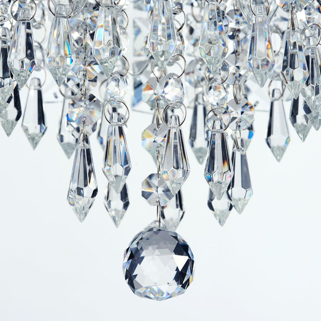 Lustre miniature en cristal CO-Z à 3 lumières avec cristaux en forme de goutte de pluie