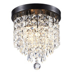 Lustre miniature en cristal CO-Z à 3 lumières avec cristaux en forme de goutte de pluie