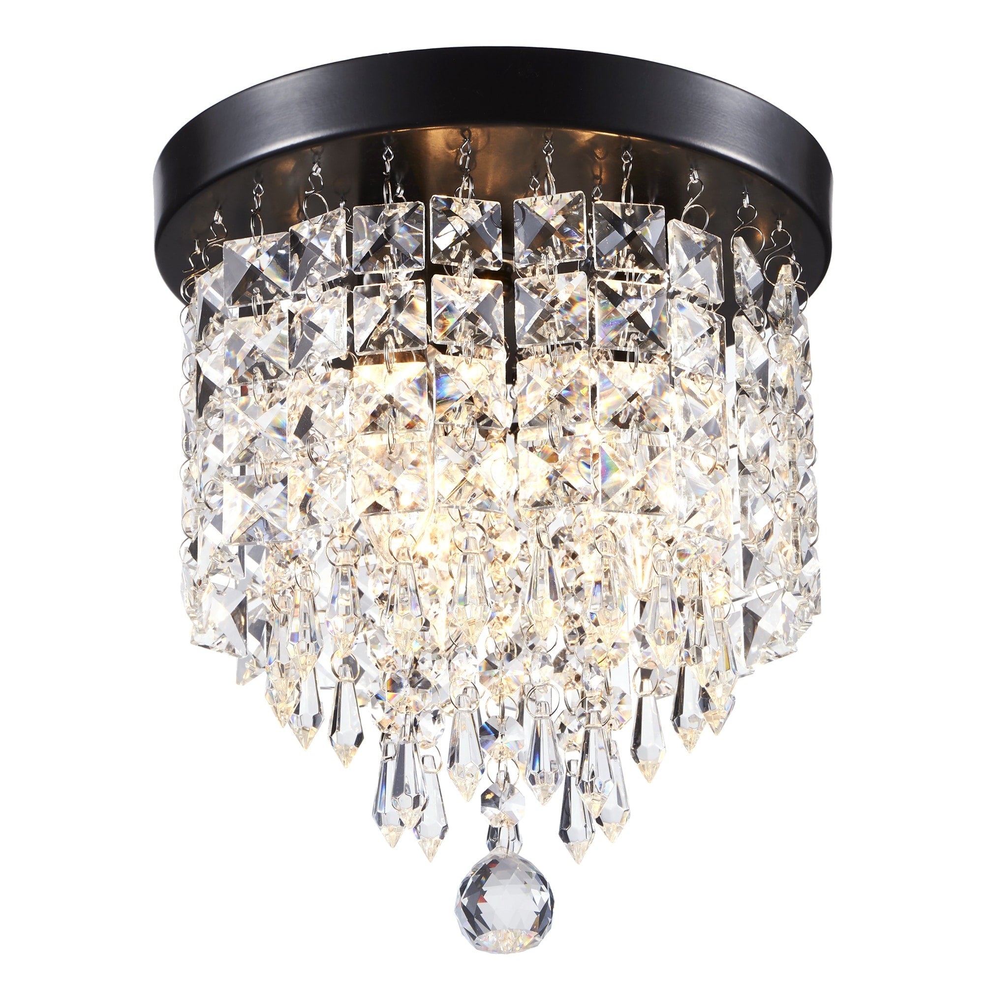 Lustre miniature en cristal CO-Z à 3 lumières avec cristaux en forme de goutte de pluie