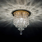 Lustre miniature en cristal CO-Z à 3 lumières avec cristaux en forme de goutte de pluie