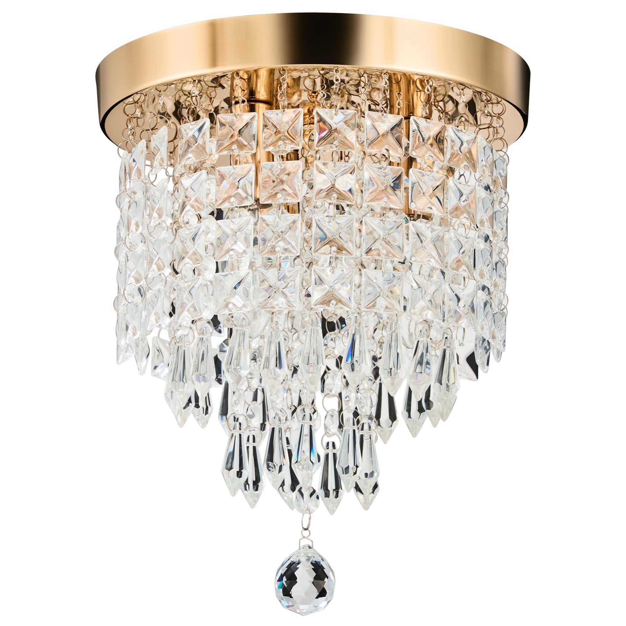Lustre miniature en cristal CO-Z à 3 lumières avec cristaux en forme de goutte de pluie